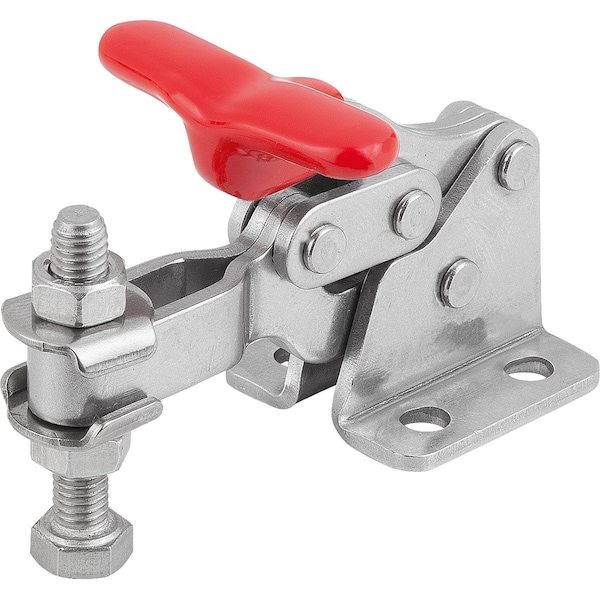 Toggle Clamp Vertical Mini, Horizontal Foot F2=1200, Adj Clamping Spind M05X30, Form:A, Ss Bright,